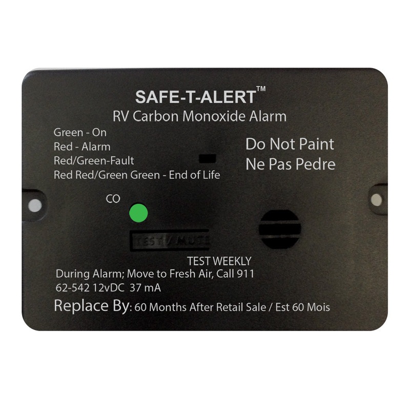 Safe-T-Alert 62 Series Carbon Monoxide Alarm – 12V – RV Flush Mount – Black [62-542-BL]