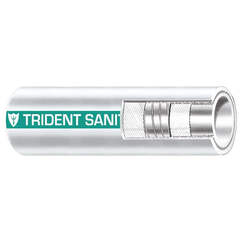 Trident Marine 1-1/2″ x 50 Coil Premium Marine Sanitation Hose – White w/Green Stripe [102-1126]