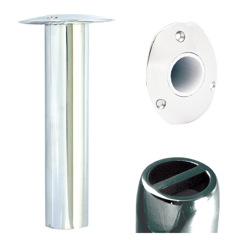 Tigress Oval Head SS Gunnel Mount Rod Holder – 0 Degree – 9″ [88527]