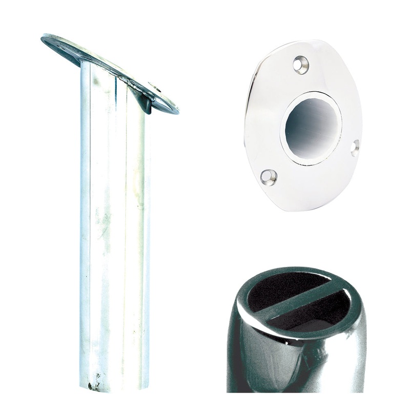 Tigress Oval Head SS Gunnel Mount Rod Holder – 30 Degree – 9″ [88525]