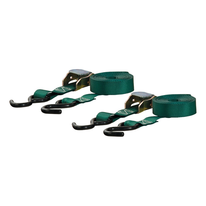 CURT 15 Dark Green Cargo Straps w/”S” Hooks – 300 lbs – 2 Pack [83015]