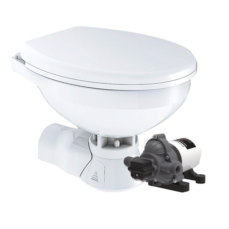 Commodore Quiet Flush Electric Toilet – Rear Macerator – Raw Water Pump – Regular Size [CM4RMT]