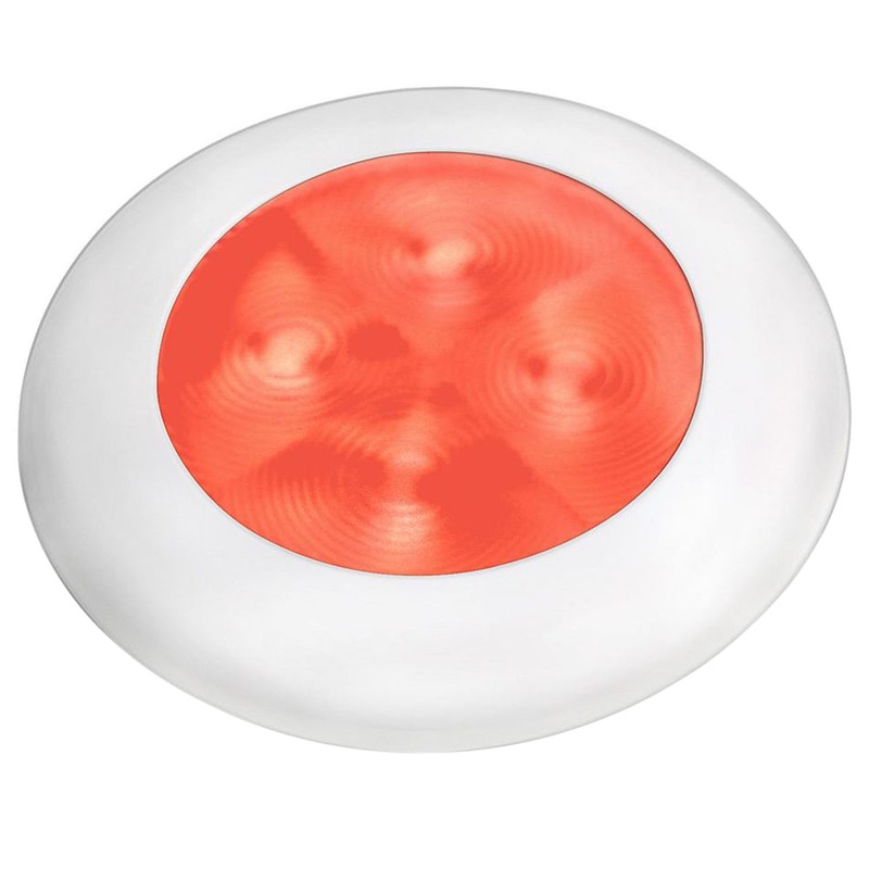 Hella Marine Red LED Round Courtesy Lamp – White Bezel – 24V [980508241]