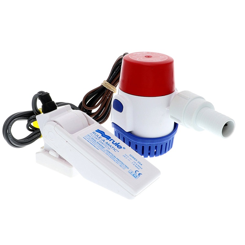 Rule 500 GPH Standard Bilge Pump Kit w/Float Switch – 12V [25DA-35A]