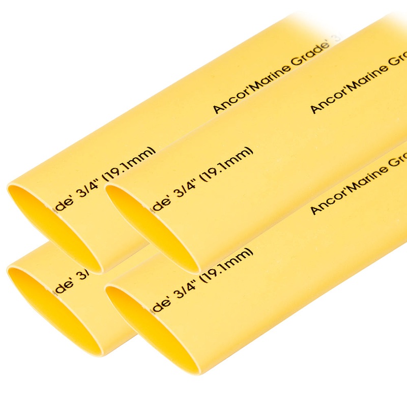 Ancor Heat Shrink Tubing 3/4″ x 6″ – Yellow – 4 Pieces [306906]
