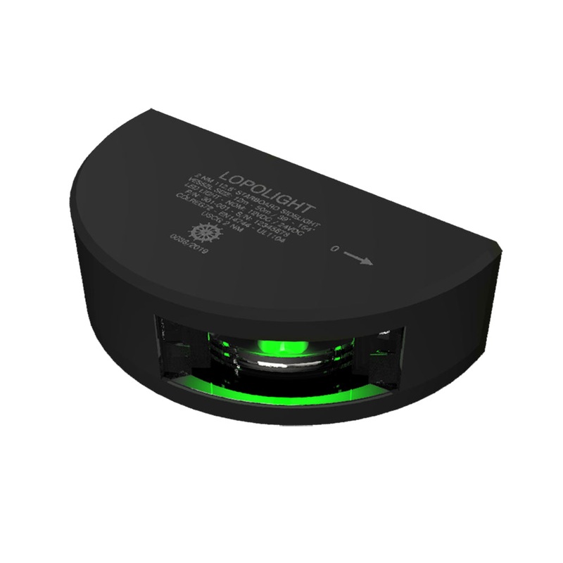 Lopolight Series 301-001 – Starboard Sidelight – 2NM – Vertical Mount – Green – Black Housing [301-001-B]