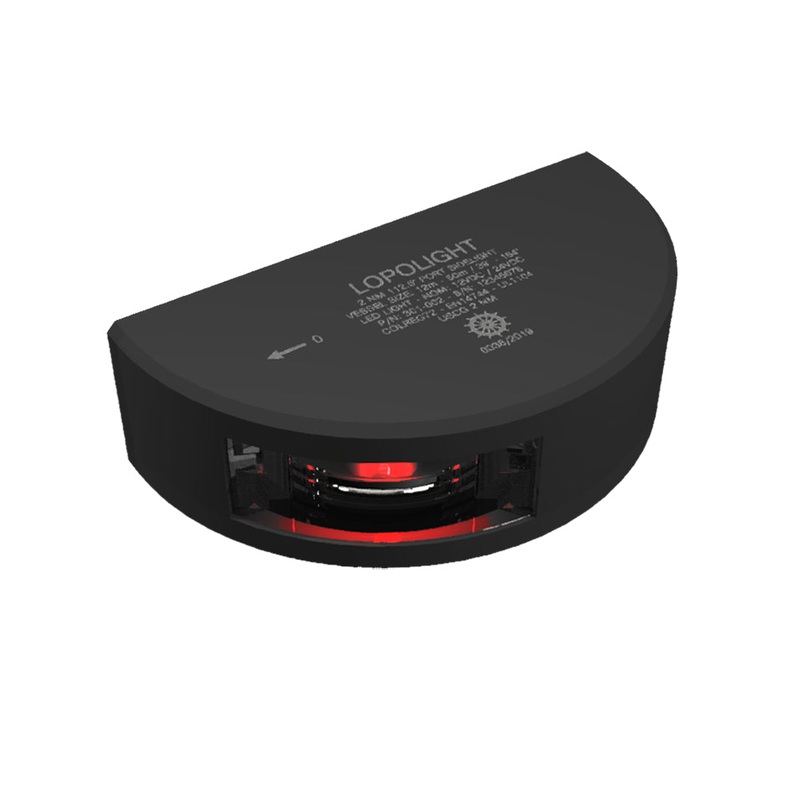 Lopolight Series 301-002 – Port Sidelight – 2NM – Vertical Mount – Red – Black Housing [301-002-B]