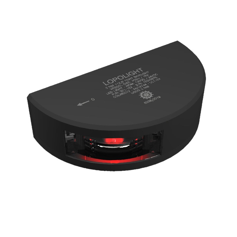 Lopolight Series 301-102 – Port Sidelight – Vertical Mount – 3NM – Red – Black Housing [301-102-B]