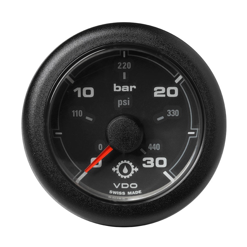 Veratron 52MM (2-1/16″) OceanLink Transmission Oil Pressure Gauge – 30 Bar/440 PSI – Black Dial  Bezel [A2C1066040001]