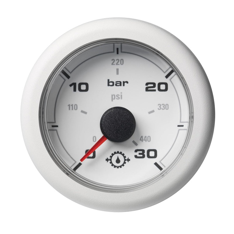 Veratron 52MM (2-1/16″) OceanLink Transmission Oil Pressure Gauge – 30 Bar/440 PSI – White Dial  Bezel [A2C1066050001]