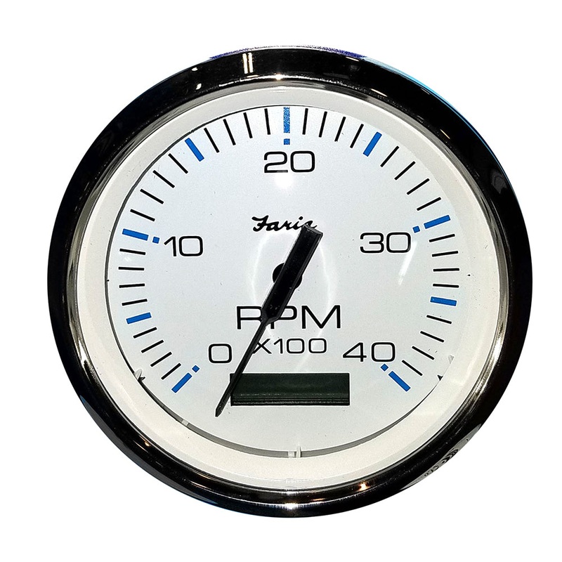 Faria Chesapeake White SS 4″ Tachometer w/Hourmeter (4000 RPM) (Diesel) (Mech. Takeoff  Var. Ratio Alt) [33834]