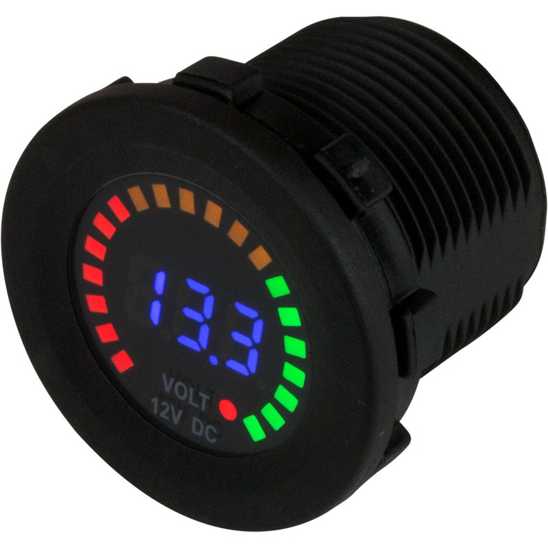 Sea-Dog Round Voltage Meter DC – 5V-15V w/Rainbow Dial [421617-1]
