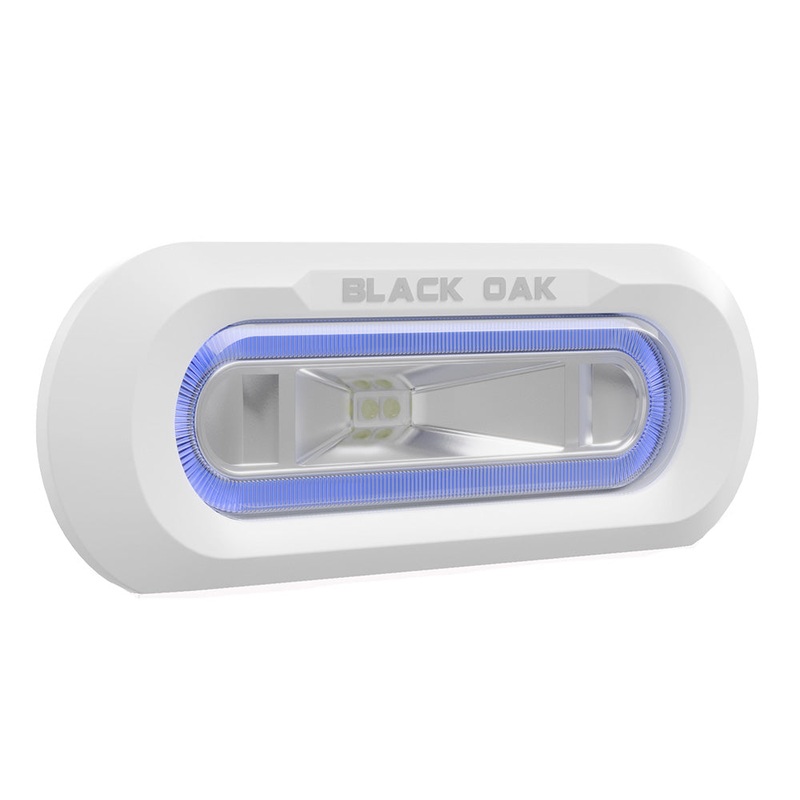 Black Oak Low Pro Marine Spreader Light – Flush Mount – White Housing – Blue LED [MLPS-FB]