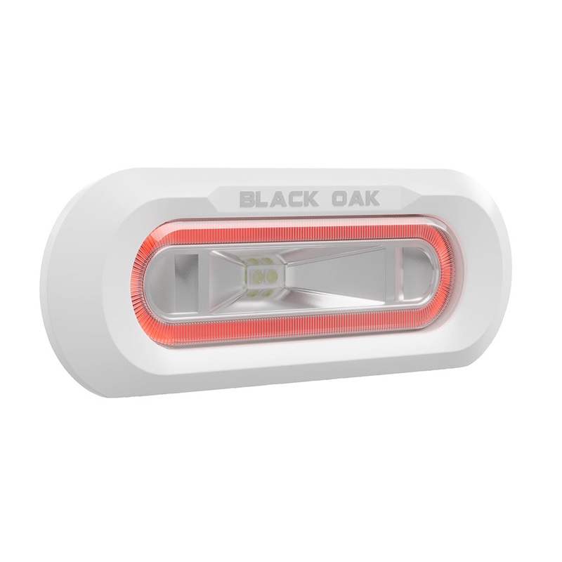 Black Oak Low Pro Marine Spreader Light – Flush Mount – White Housing – Red LED [MLPS-FR]