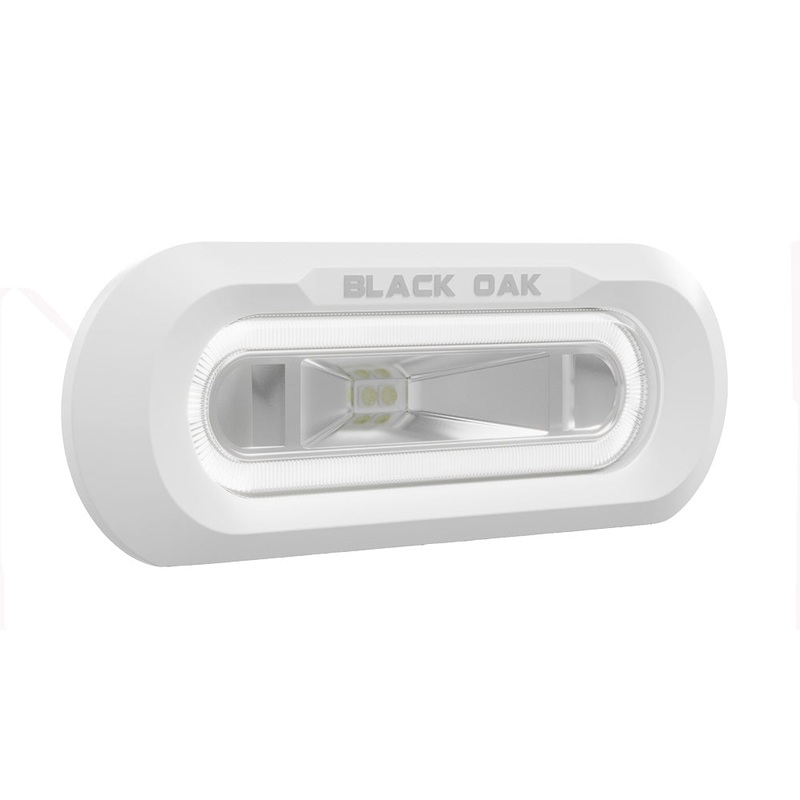 Black Oak Low Pro Marine Spreader Light – Flush Mount – White Housing – White LED [MLPS-FW]