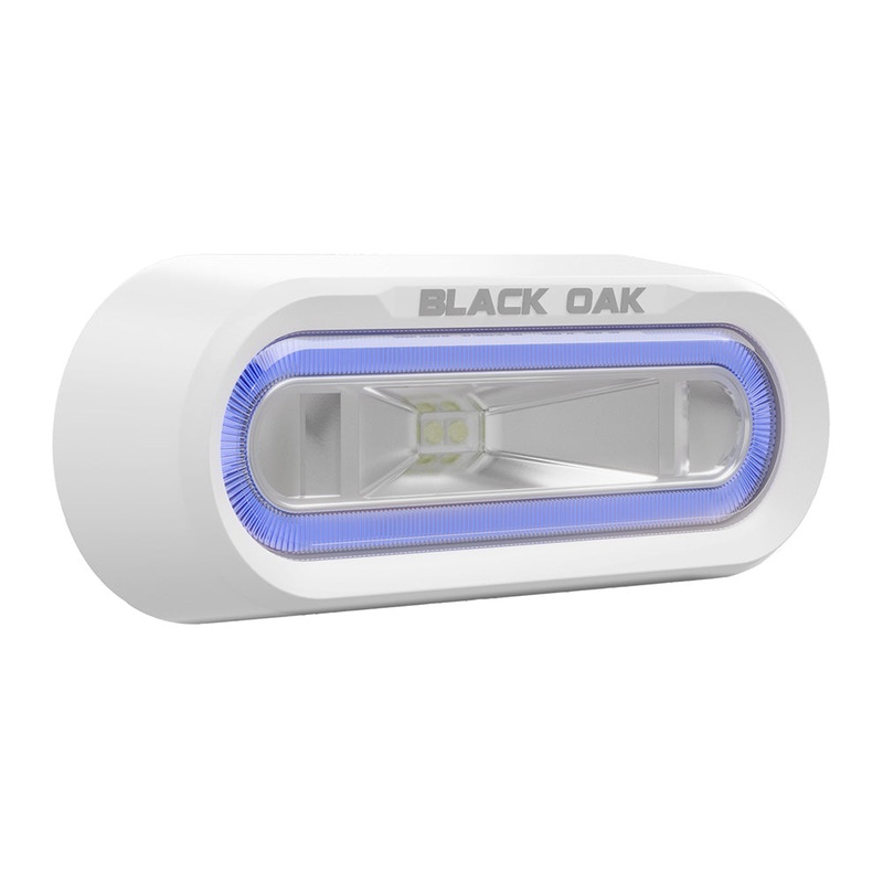 Black Oak Low Pro Off Road Spreader Light – Bracket Mount – White Housing – Blue LED [MLPS-B]