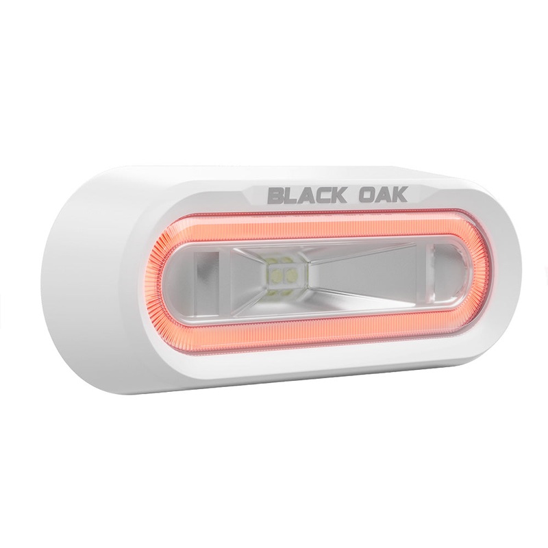 Black Oak Low Pro Off Road Spreader Light – Bracket Mount – White Housing – Red LED [MLPS-R]