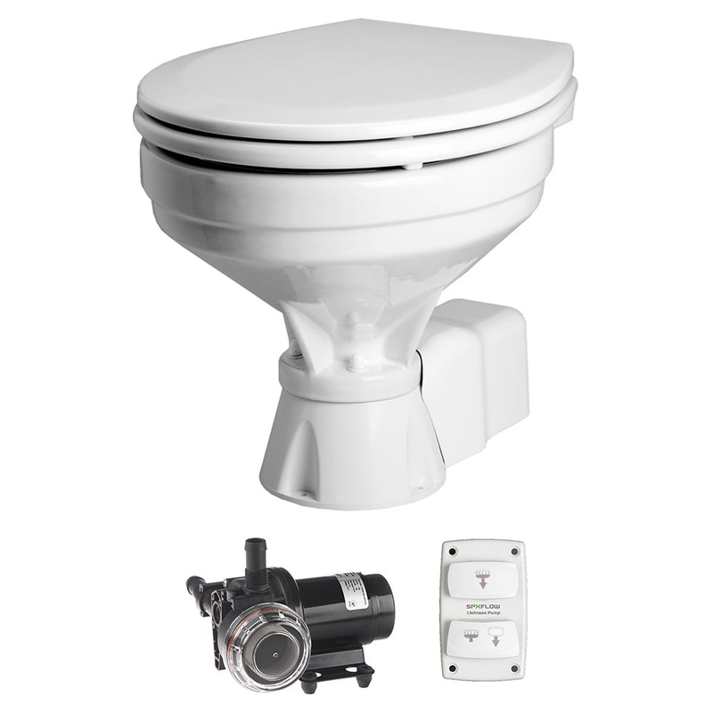 Johnson Pump AquaT Toilet Silent Electric Comfort – 12V w/Pump [80-47232-01]
