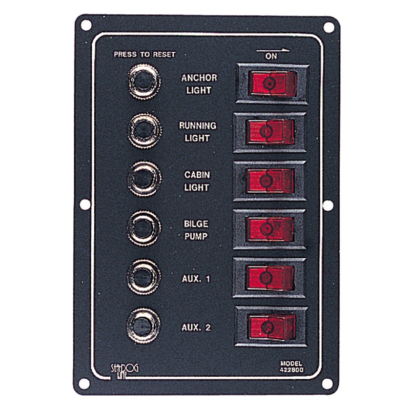 Sea-Dog Aluminum Circuit Breaker Panel – 6 Circuit [422800-1]