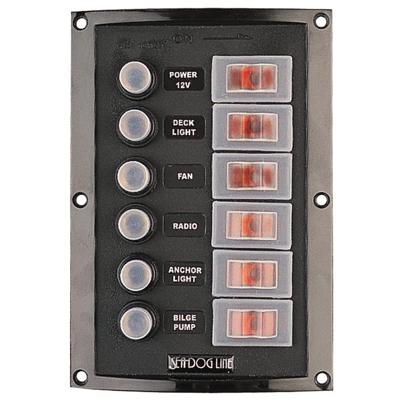 Sea-Dog Splash Guard Circuit Breaker Panel – 6 Circuit [424806-1]