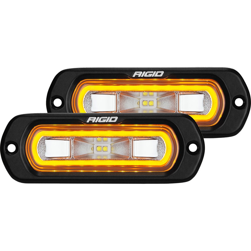 RIGID Industries SR-L Series Flush Mount Spreader Light – Black Housing – Amber Halo [53223]