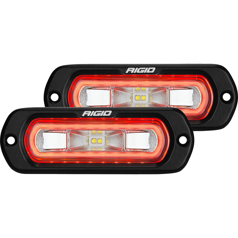 RIGID Industries SR-L Series Flush Mount Spreader Light – Black Housing – Red Halo [53222]