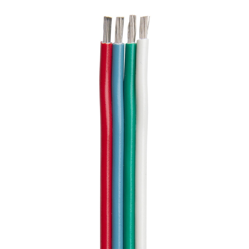 Ancor Flat Ribbon Bonded RGB Cable 16/4 AWG – Red, Light Blue, Green  White – 100 [160110]