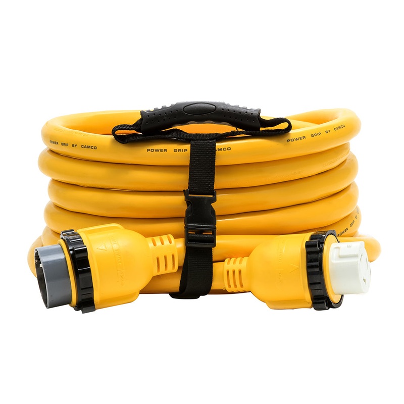 Camco 50 Amp Power Grip Marine Extension Cord – 25 M-Locking/F-Locking Adapter [55621]
