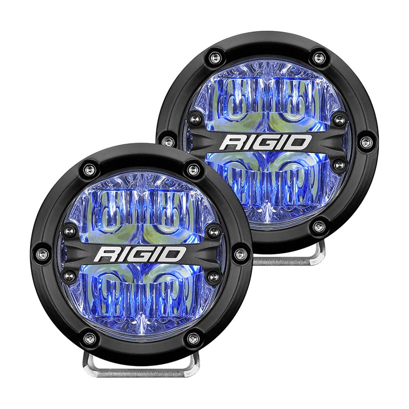 RIGID Industries 360-Series 4″ LED Off-Road Fog Light Drive Beam w/Blue Backlight – Black Housing [36119]