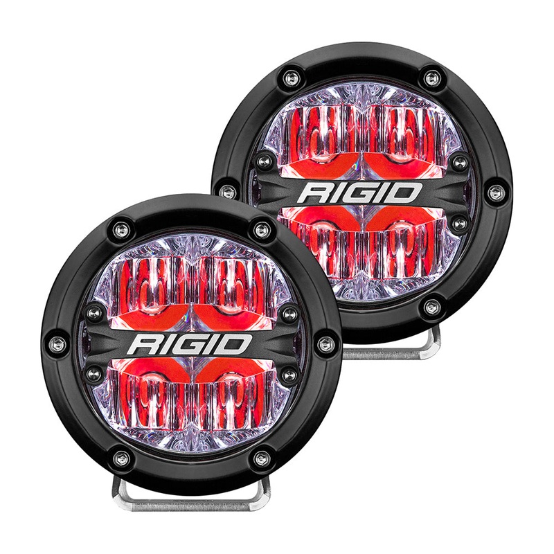 RIGID Industries 360-Series 4″ LED Off-Road Fog Light Drive Beam w/Red Backlight – Black Housing [36116]