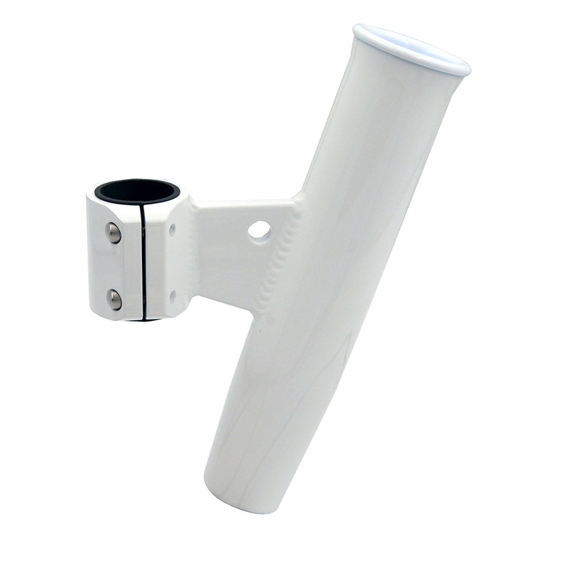 C.E. Smith Aluminum Vertical Clamp-On Rod Holder 1-2/3″ OD White Powdercoat w/Sleeve [53726]