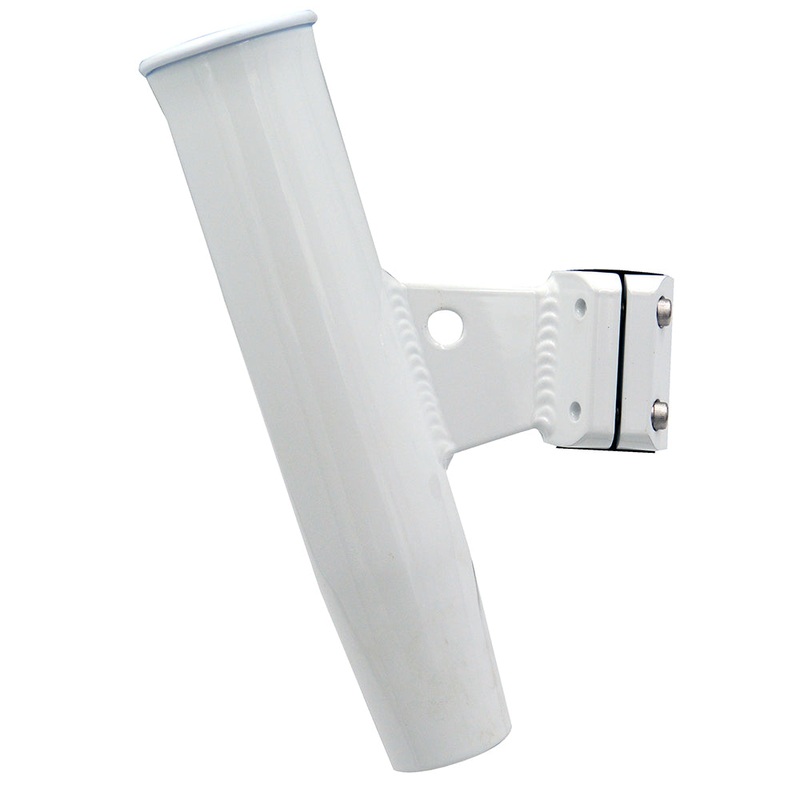 C.E. Smith Aluminum Vertical Clamp-On Rod Holder 1-5/16″ OD White Powdercoat w/Sleeve [53716]