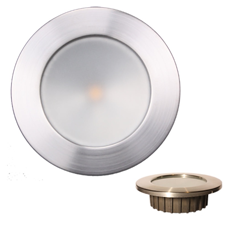 Lunasea Gen3 Warm White, RGBW Full Color 3.5 IP65 Recessed Light w/Brushed Stainless Steel Bezel – 12VDC [LLB-46RG-3A-BN]