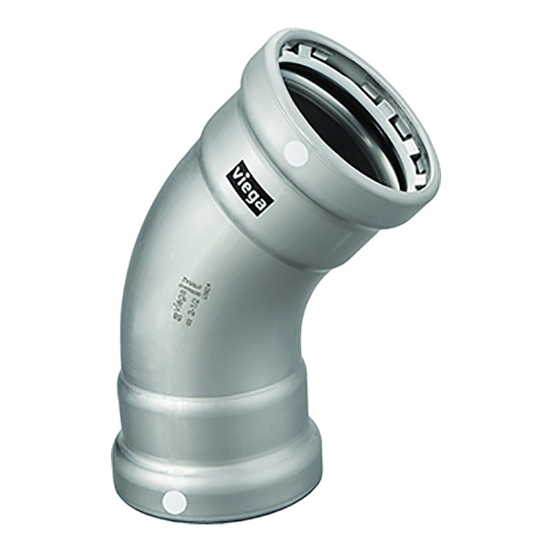 Viega MegaPress 2-1/2″ 45 Carbon Steel Elbow w/FKM – Double Press Connection – Smart Connect Technology [26530]