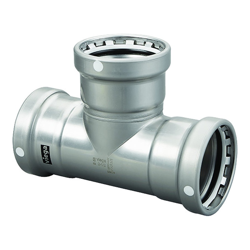 Viega MegaPress 4″ Carbon Steel Tee w/FKM – Triple Press Connection – Smart Connect Technology [26570]