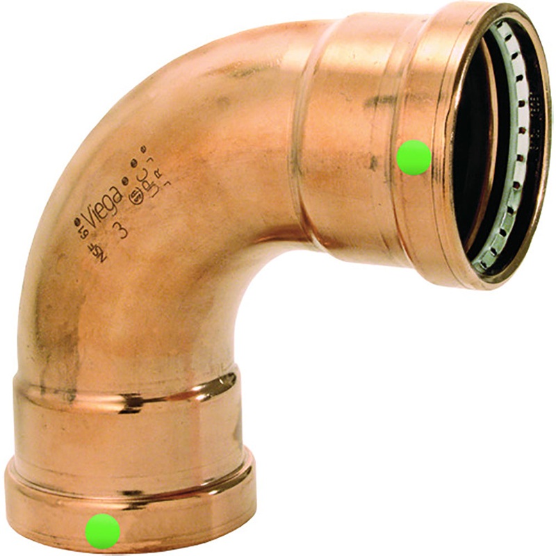 Viega ProPress 2-1/2″ – 90 Copper Elbow – Double Press Connection – Smart Connect Technology [20623]