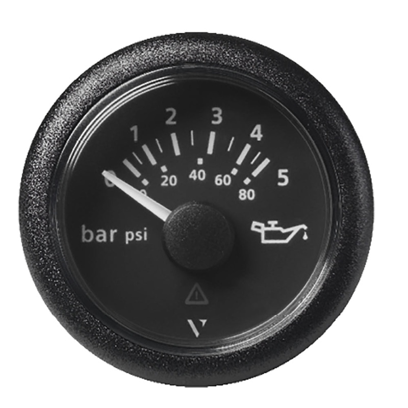 Veratron 52 MM (2-1/16″) ViewLine Oil Pressure Gauge 5 Bar/80 PSI – Black Dial  Round Bezel [A2C59514123]