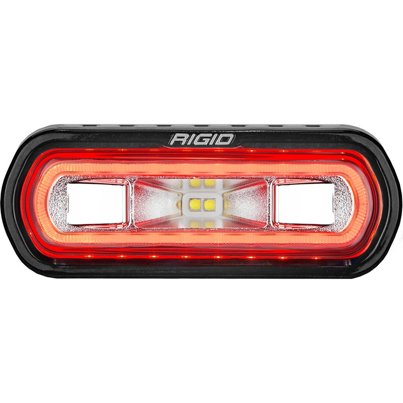 RIGID Industries SR-L Series Marine Spreader Light – Black Surface Mount – White Light w/Red Halo [52102]