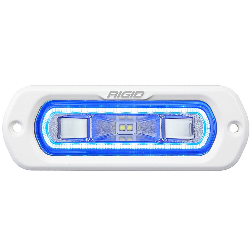 RIGID Industries SR-L Series Marine Spreader Light – White Flush Mount – White Light w/Blue Halo [51201]