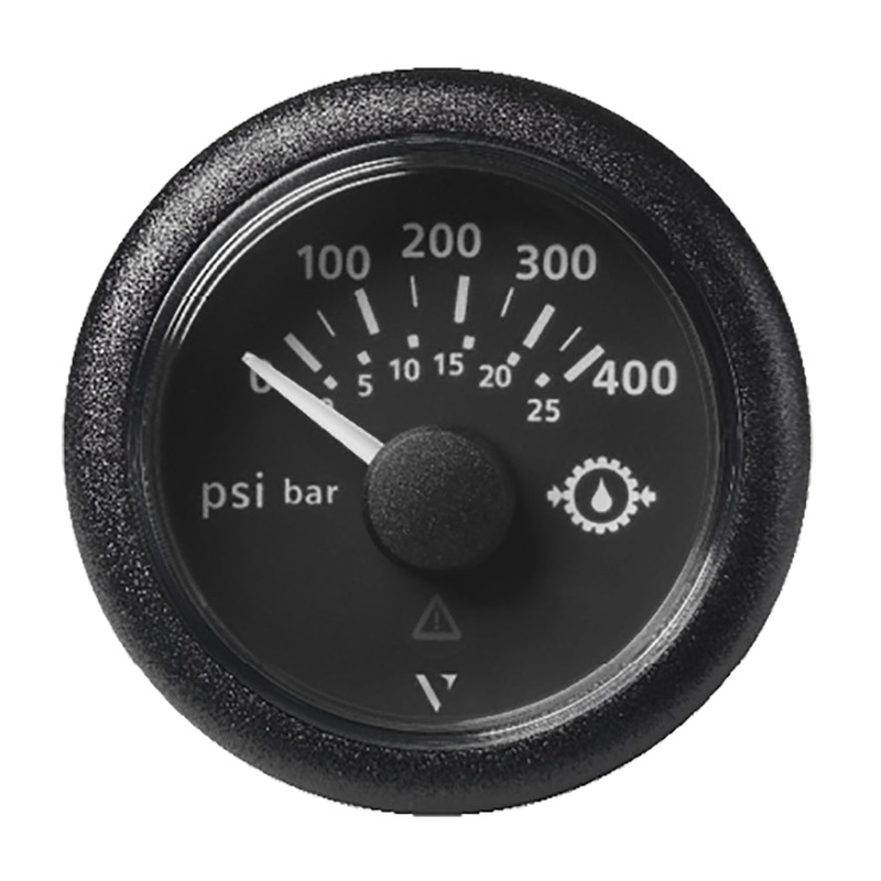 Veratron 2-1/16″ (52mm) ViewLine Transmission Oil Pressure 400 PSI/25 Bar – Black Dial  Round Bezel [A2C59514145]
