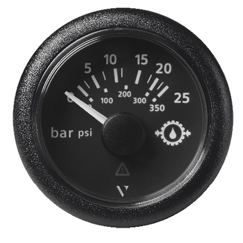 Veratron 52MM (2-1/16″) ViewLine Transmission Oil Pressure 25 Bar/350 PSI – Black Dial  Round Bezel [A2C59514136]