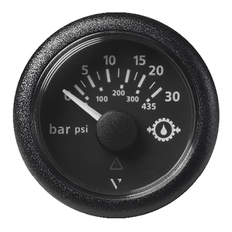 Veratron 52MM (2-1/16″) ViewLine Transmission Oil Pressure 30 Bar/435 PSI – Black Dial  Round Bezel [A2C59514141]