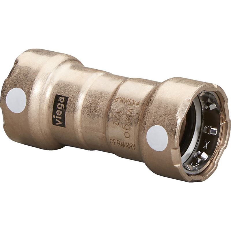 Viega MegaPress 3/4″ Copper Nickel Coupling w/Stop Double Press Connection – Smart Connect Technology [88385]