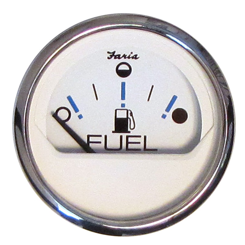 Faria Chesapeake White SS 2″ Fuel Level Gauge – Metric (E-1/2-F) [13818]