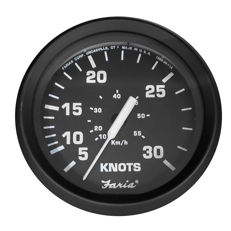 Faria Euro Black 4″ Speedometer – 30 Knot (Pitot) [32809]