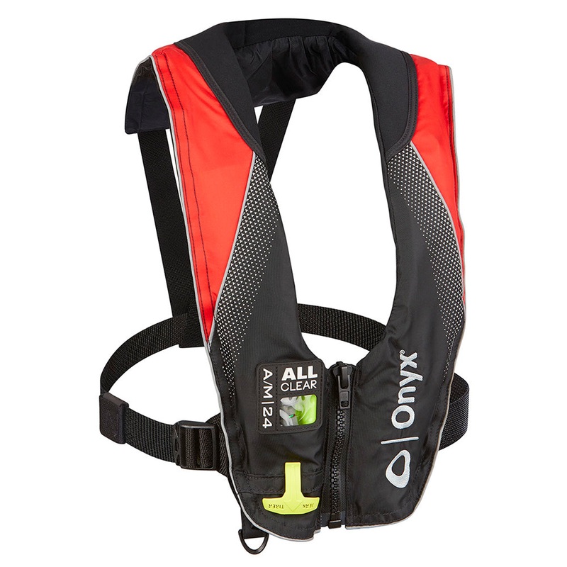 Onyx A/M-24 Series All Clear Automatic/Manual Inflatable Life Jacket – Black/Red – Adult [132200-100-004-20]