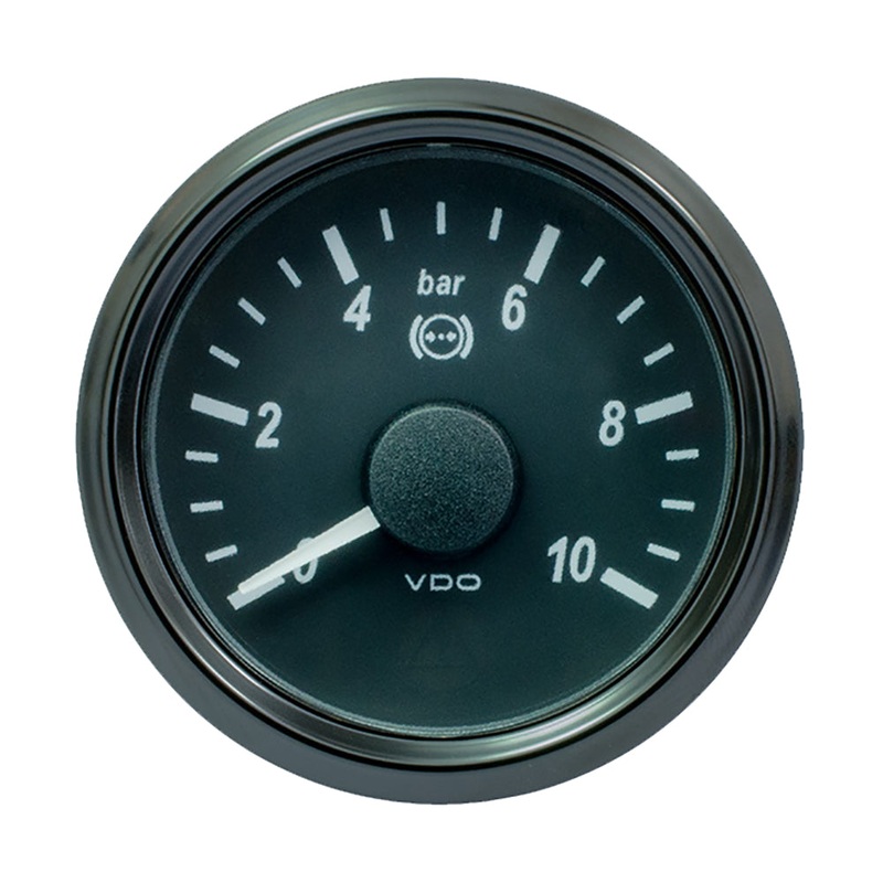 VDO SingleViu 52mm (2-1/16″) Brake Pressure Gauge – 15 Bar – 0-180 Ohm [A2C3833450030]