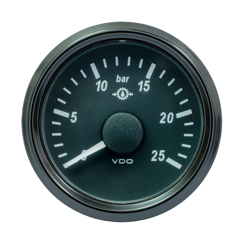 VDO SingleViu 52mm (2-1/16″) Gear Oil Pressure Gauge – 25 Bar – 0-180 Ohm [A2C3833460030]