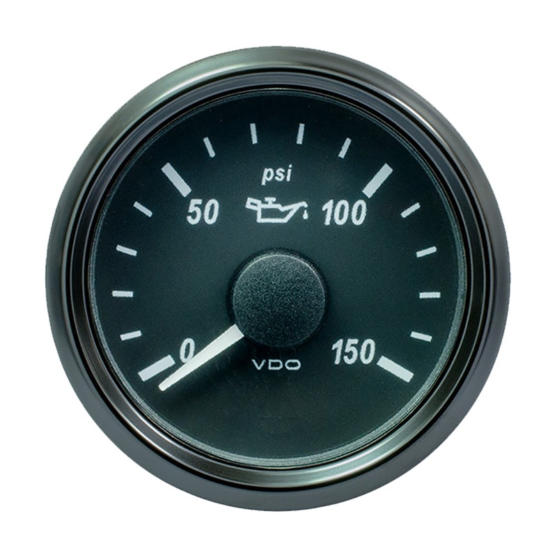 VDO SingleViu 52mm (2-1/16″) Oil Pressure Gauge – 150 PSI – 0-180 Ohm [A2C3833300030]