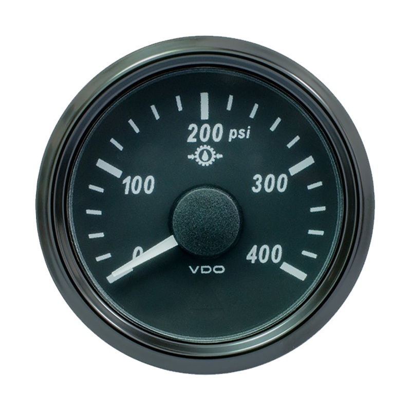 VDO SingleViu 52mm (2-1/16″) Oil Pressure Gauge – 400 PSI – 0-180 Ohm [A2C3833500030]